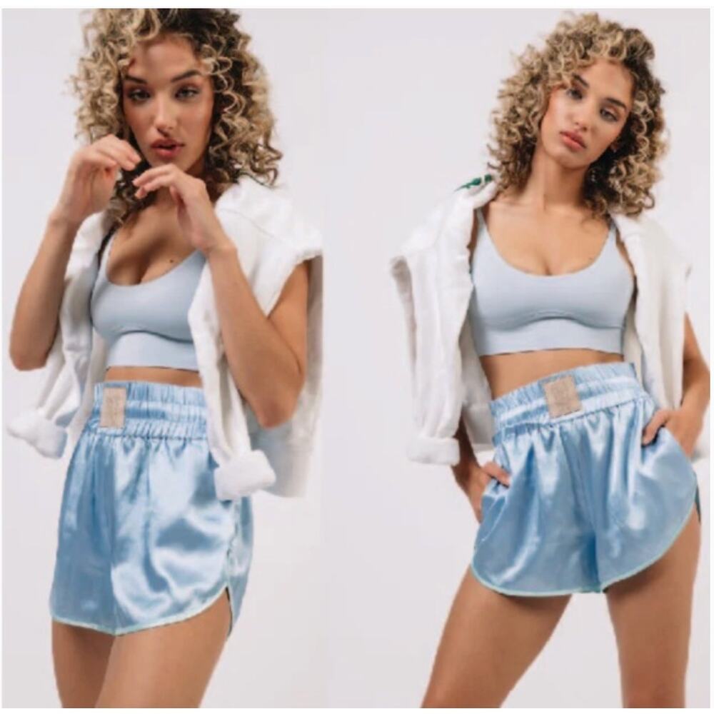 We Are HAH Blue & Teal Silky Boxer Shorts Free People XL NWT